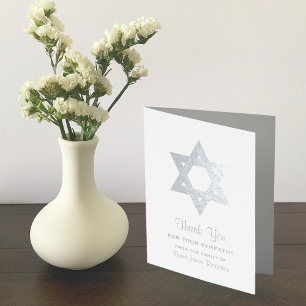 Jewish Sympathy Thank You Silver Foil Star David Card