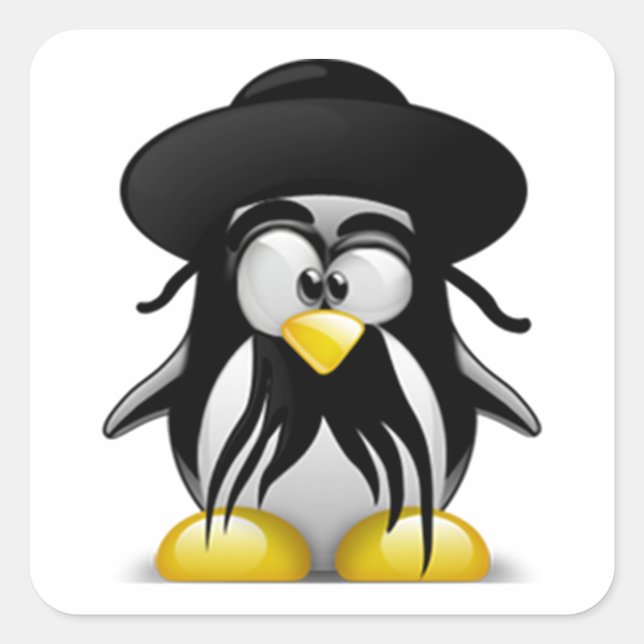 Jewish Tux (Linux Tux) Square Sticker (Front)