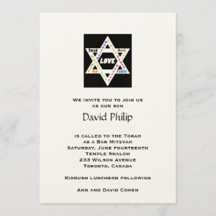 Jewish Values Star Bar Mitzvah Invitation
