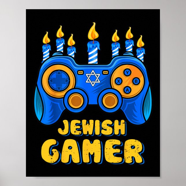 Jewish Video Game Controller Gamer Chanukah Boy Ki Poster (Front)