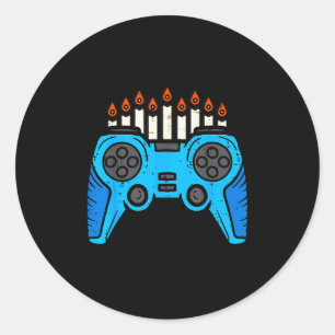 Jewish Video Game Gamer Hanukkah Chanukah Men Boy  Classic Round Sticker