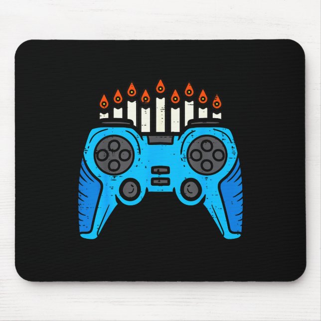 Jewish Video Game Gamer Hanukkah Chanukah Men Boy  Mouse Pad (Front)
