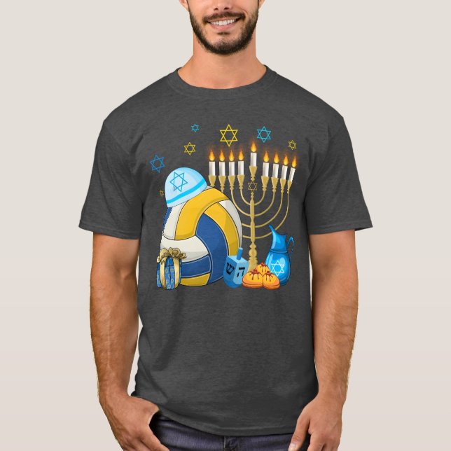 Jewish Volleyball Menorah Hanukkah Chanukah Sport  T-Shirt (Front)