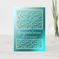 Jewish Wedding Congratulations Damask Teal Card