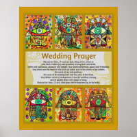 Jewish Wedding Prayer Golden Hamsa Poster