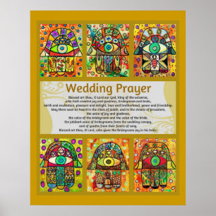 Jewish Wedding Prayer Golden Hamsa Poster