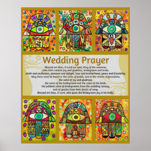 Jewish Wedding Prayer Golden Hamsa Poster