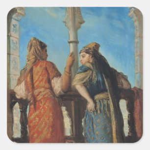 Jewish Women at the Balcony, Algiers, 1849 Square Sticker