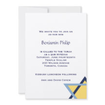 Jewish Yellow Blue Star Invitation