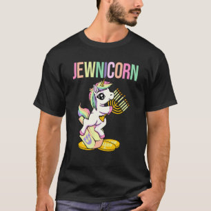 Jewnicorn Chanukah Unicorn With Dreidel Menorah Fo T-Shirt