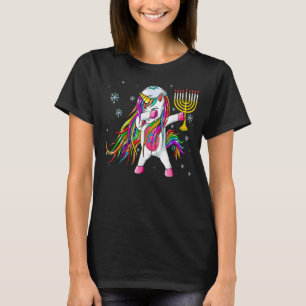 Jewnicorn Hanukkah Unicorn Dabbing Girl Women Paj T-Shirt