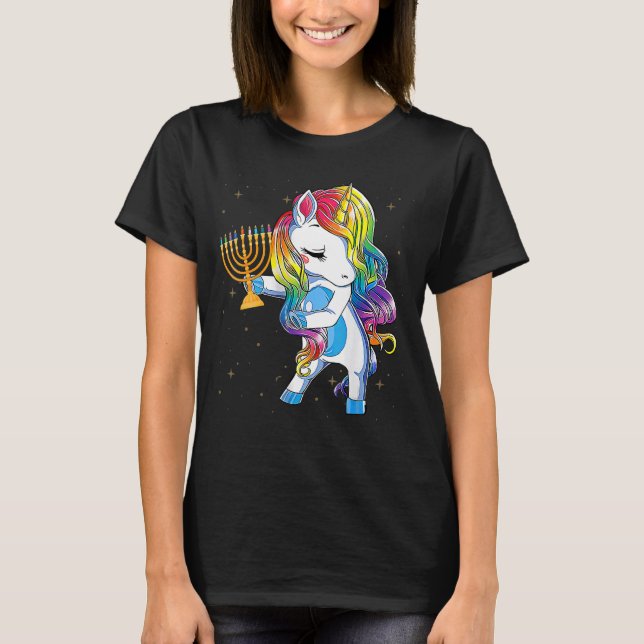 Jewnicorn   Hanukkah Unicorn   Girl Women Pajamas T-Shirt (Front)