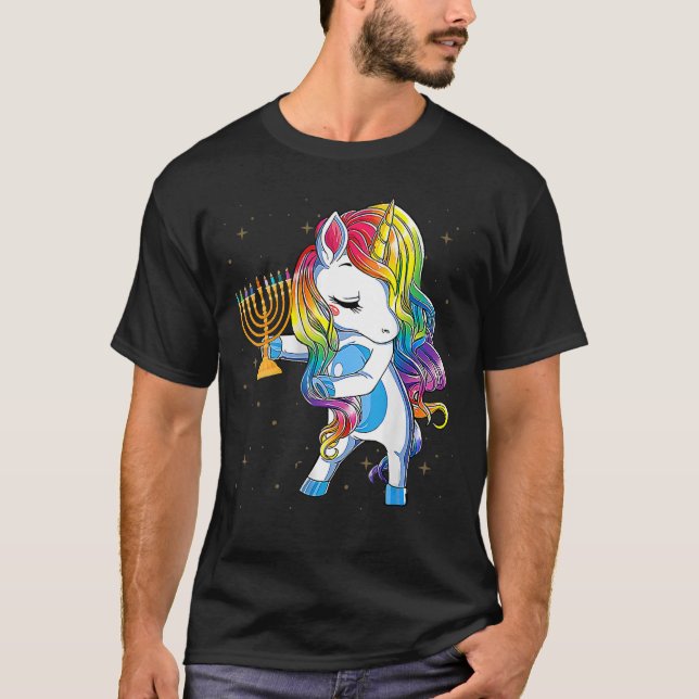 Jewnicorn   Hanukkah Unicorn   Girl Women Pyjamas T-Shirt (Front)