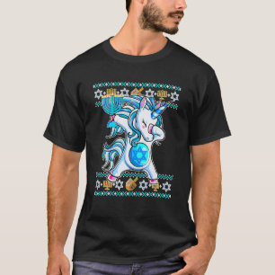 Jewnicorn Jewish Unicorn Hanukkah Pajama Girl T-Shirt