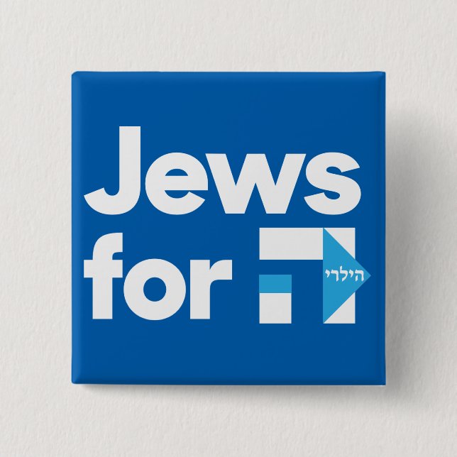 Jews for Hillary square button (Front)