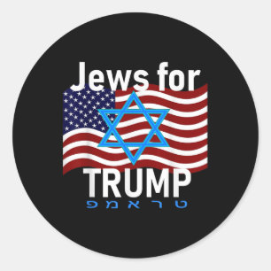 Jews For Trump American Flag Star Of David Hebrew Classic Round Sticker