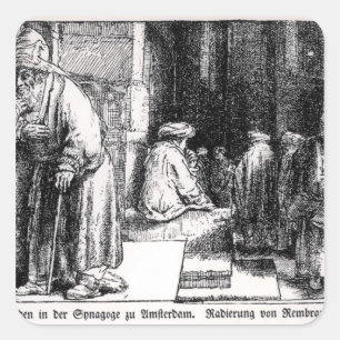 Jews in the Synagogue in Amsterdam Square Sticker