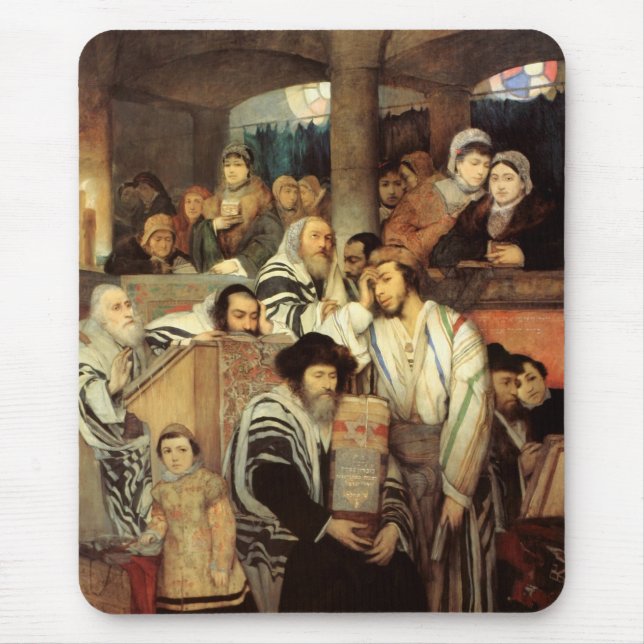 Jews Praying in the Synagogue on Yom Kippur Mouse Pad (Front)