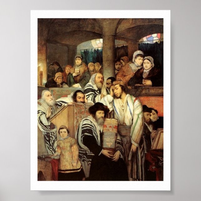 Jews Praying on Yom Jewish Poster Print (Front)