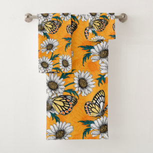 Jezebel butterflies and daisy flowers bath towel set