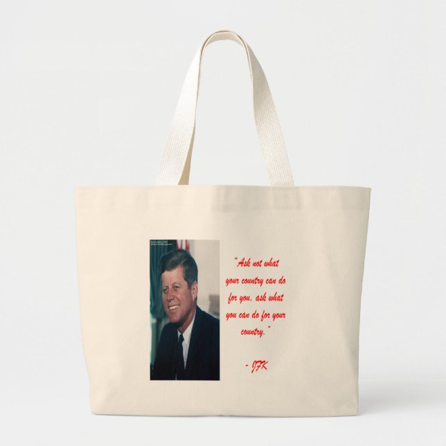 JFK & Ask Not Quote Large Tote Bag (Front)