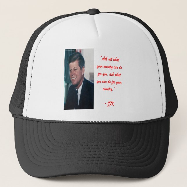 JFK & Ask Not Quote Trucker Hat (Front)