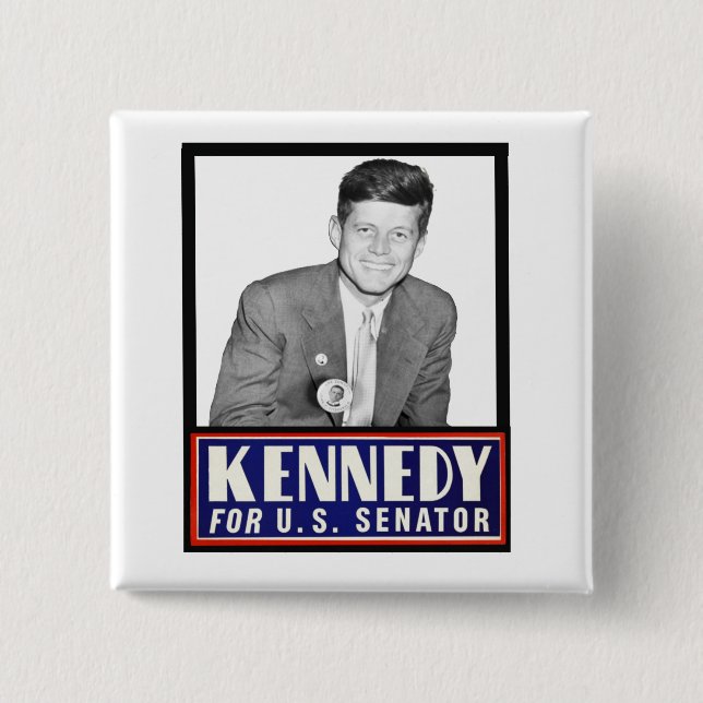JFK for U.S. Senator 15 Cm Square Badge (Front)