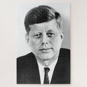 JFK John F. Kennedy Black & White Jigsaw Puzzle