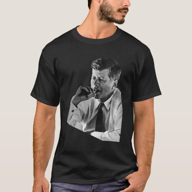 Jfk John F Kennedy Cigar Smoking Smoker T-Shirt (Front)