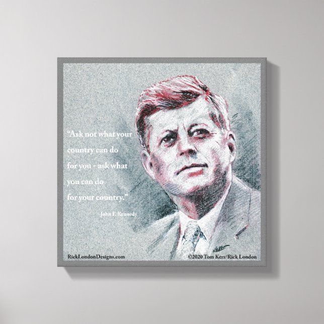 JFK & Quote Canvas Print (Front)