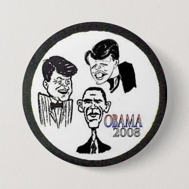 JFK/RFK/BHO Caricature Button (Front)