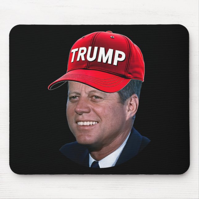 Jfk Wearing Trump Hat Funny John F Kennedy Meme Gr Mouse Pad (Front)
