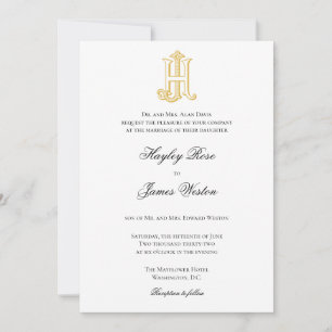 JH Monogram or HJ Monogram Wedding Invitations