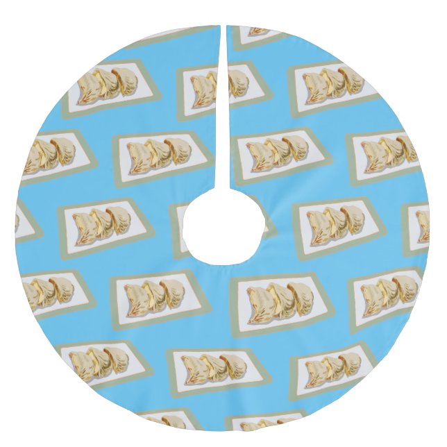 Jiaozi / Chinese dumplings cartoon illustration Brushed Polyester Tree Skirt (Front)