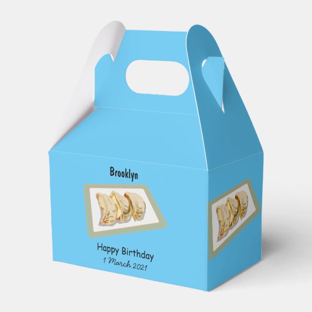 Jiaozi / Chinese dumplings cartoon illustration Favour Box (Front Side)