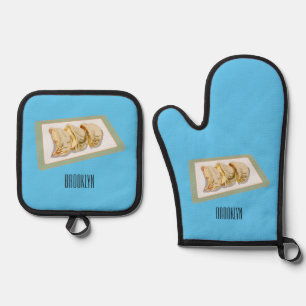 Jiaozi / Chinese dumplings cartoon illustration Oven Mitt & Pot Holder Set