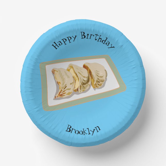Jiaozi / Chinese dumplings cartoon illustration Paper Plate (Front)