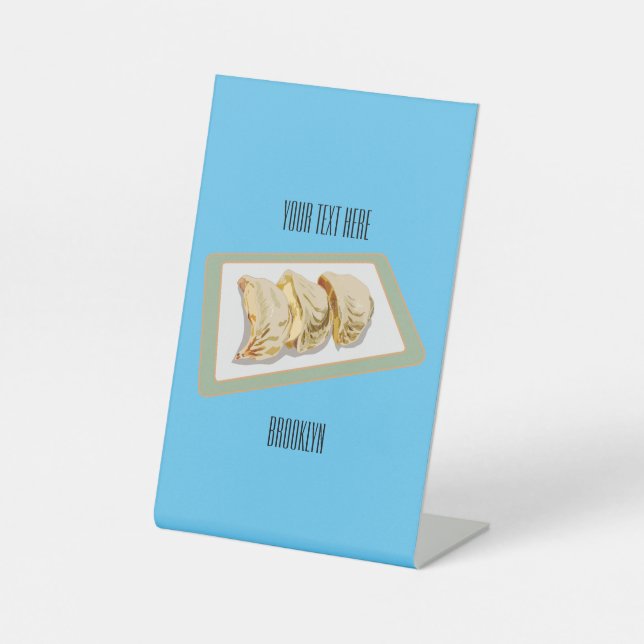 Jiaozi / Chinese dumplings cartoon illustration Pedestal Sign (Front)