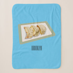 Jiaozi / Chinese dumplings cartoon illustration Sherpa Blanket