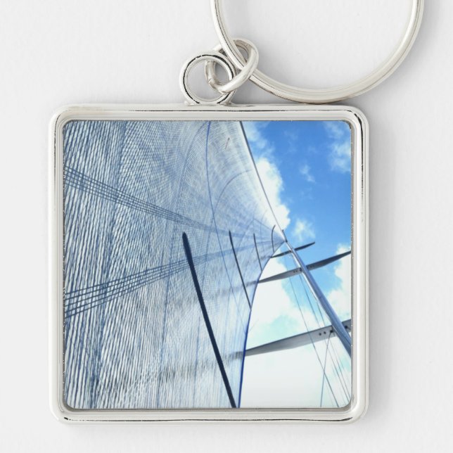 Jib Sail and Mast Picture Key Ring (Front)