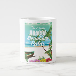 Jibacoa beach Cuba travel poster Large Coffee Mug