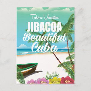 Jibacoa beach Cuba travel poster Postcard