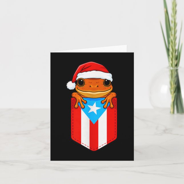 Jibaro Coqui Frog Puerto Rico Flag Boricua Cket Ch Card (Front)