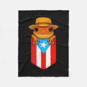 Jibaro Coqui Frog Puerto Rico Flag Boricua Pocket Fleece Blanket