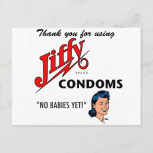 Jiffy Brand Condom Gear! Postcard