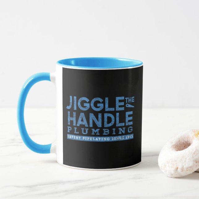 Jiggle the Handle Plumbing Black BG Combo Mug (With Donut)