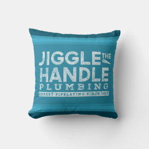 Jiggle the Handle Plumbing White Blue Stripes Flip Cushion