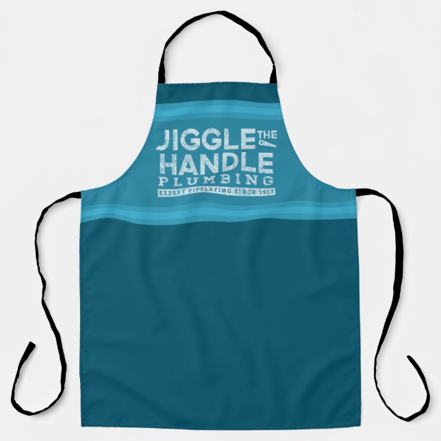 Jiggle the Handle Plumbing White Gfx Blue Stripes Apron (Front)