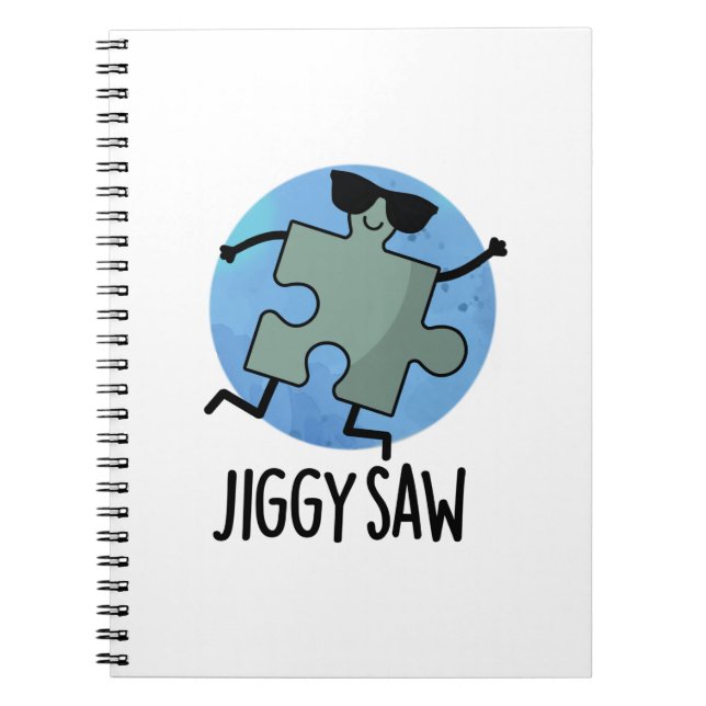 Jiggy Saw Funny Dancing Jigsaw Puzzle Pun Notebook (Front)