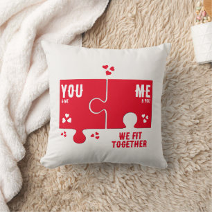 Jigsaw Hearts WE FIT TOGETHER Couples Valentine Cushion